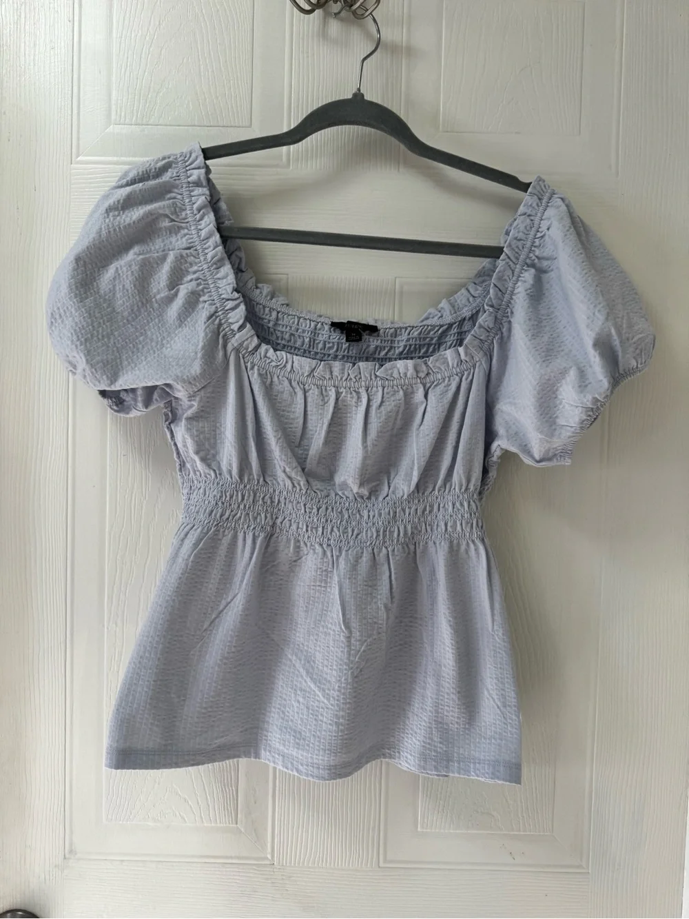 J. Crew Lavender Smocked Puff Sleeve Top